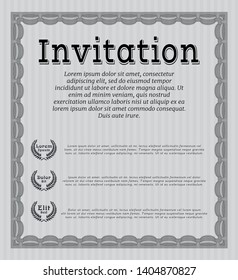 Grey Formal invitation. Complex background. Nice design. Detailed. 