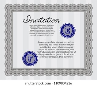  Grey Formal invitation. With complex linear background. Customizable, Easy to edit and change colors. Money style design. 
