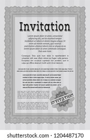 Grey Formal invitation. With complex linear background. Detailed. Perfect design. 