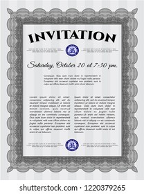 Grey Formal invitation. With complex linear background. Superior design. Customizable, Easy to edit and change colors. 