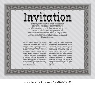 Grey Formal invitation. With complex linear background. Detailed. Perfect design. 