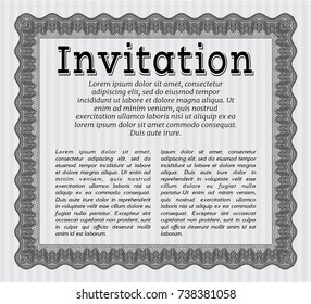 Grey Formal invitation. With complex linear background. Nice design. Customizable, Easy to edit and change colors. 