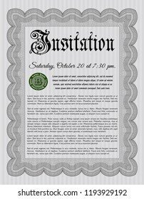 Grey Formal invitation. Cordial design. Customizable, Easy to edit and change colors. With complex linear background. 