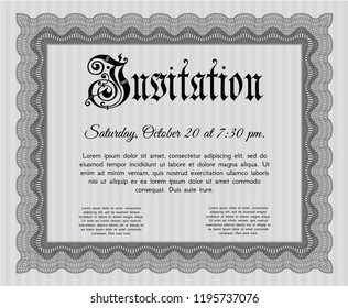 Grey Formal invitation. Cordial design. With linear background. Customizable, Easy to edit and change colors. 