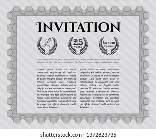 Grey Formal invitation. Cordial design. With great quality guilloche pattern. Customizable, Easy to edit and change colors. 