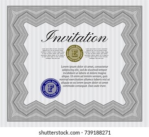 Grey Formal invitation. Cordial design. With complex background. Customizable, Easy to edit and change colors. 