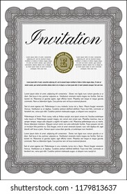 Grey Formal invitation. Customizable, Easy to edit and change colors. With linear background. Artistry design. 