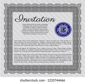 Grey Formal invitation. Customizable, Easy to edit and change colors. With guilloche pattern. Perfect design. 