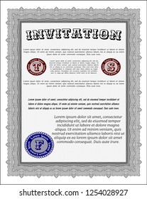 Grey Formal invitation. Customizable, Easy to edit and change colors. Complex background. Money Pattern design. 