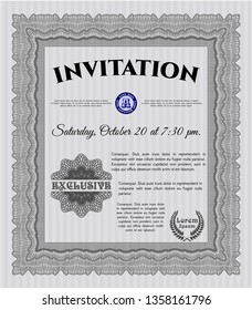 Grey Formal invitation. Customizable, Easy to edit and change colors. With guilloche pattern and background. Nice design. 