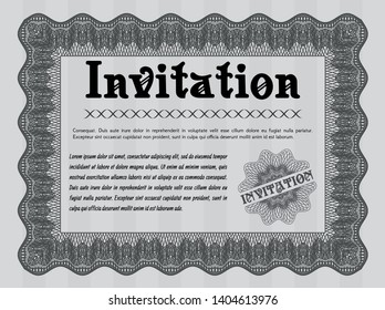 Grey Formal invitation. Detailed. Complex background. Excellent design. 