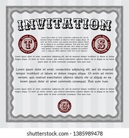 Grey Formal invitation. Detailed. Printer friendly. Excellent design. 