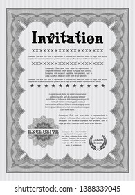 Grey Formal invitation. Detailed. Printer friendly. Retro design. 