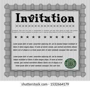 Grey Formal invitation. Detailed. Printer friendly. Lovely design. 