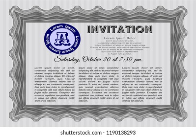 Grey Formal invitation. Easy to print. Excellent design. Vector illustration. 