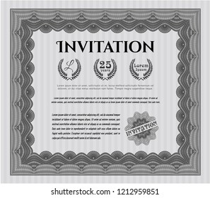 Grey Formal invitation. Easy to print. Retro design. Detailed. 