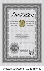 Grey Formal invitation. Easy to print. Good design. Vector illustration. 