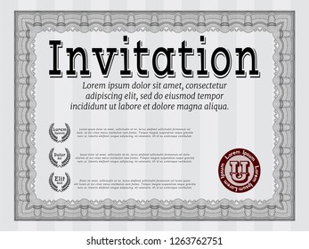Grey Formal invitation. Easy to print. Lovely design. Customizable, Easy to edit and change colors. 