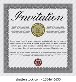 Grey Formal invitation. Easy to print. Sophisticated design. Vector illustration. 