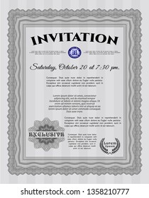 Grey Formal invitation. Easy to print. Customizable, Easy to edit and change colors. Nice design. 