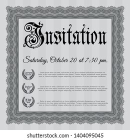 Grey Formal invitation. Easy to print. Money design. Detailed. 
