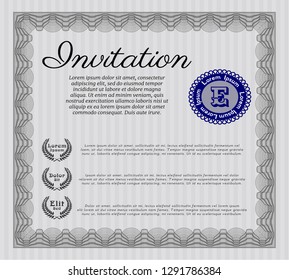 Grey Formal invitation. Elegant design. Customizable, Easy to edit and change colors. With complex linear background. 