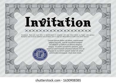 Grey Formal invitation. Excellent design. With complex background. Vector illustration. 