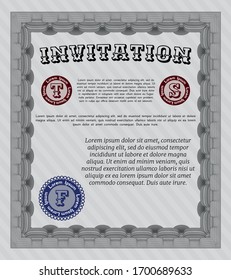 Grey Formal invitation. Good design. With complex linear background. Customizable, Easy to edit and change colors. 