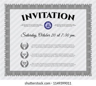Grey Formal invitation. With great quality guilloche pattern. Perfect design. Customizable, Easy to edit and change colors. 