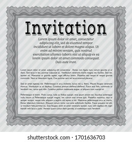 Grey Formal invitation. With great quality guilloche pattern. Detailed. Elegant design. 