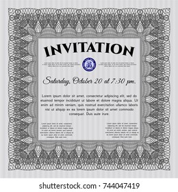 Grey Formal invitation. With great quality guilloche pattern. Detailed. Money design. 