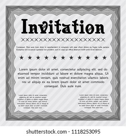 Grey Formal invitation. With guilloche pattern and background. Good design. Vector illustration. 