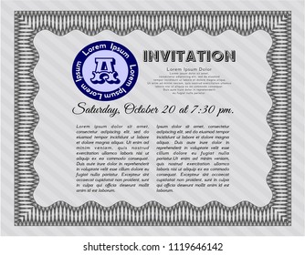 Grey Formal invitation. With guilloche pattern. Elegant design. Customizable, Easy to edit and change colors. 