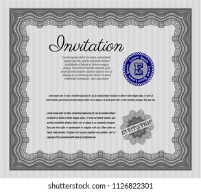 Grey Formal invitation. With guilloche pattern. Sophisticated design. Detailed. 