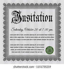 Grey Formal invitation. With guilloche pattern and background. Vector illustration. Good design. 