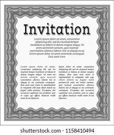 Grey Formal invitation. With guilloche pattern and background. Money Pattern design. Detailed. 