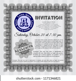 Grey Formal invitation. With guilloche pattern and background. Detailed. Modern design. 