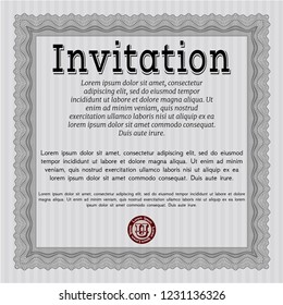 Grey Formal invitation. With guilloche pattern. Detailed. Modern design. 