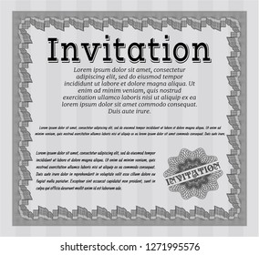 Grey Formal invitation. With guilloche pattern. Retro design. Detailed. 