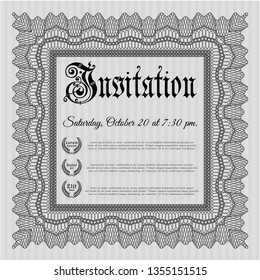 Grey Formal invitation. With guilloche pattern. Customizable, Easy to edit and change colors. Excellent design. 