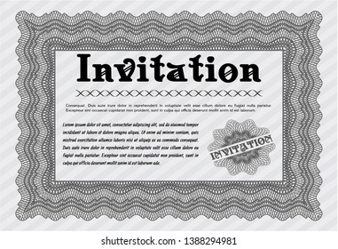 Grey Formal invitation. With guilloche pattern. Money Pattern. Customizable, Easy to edit and change colors. 