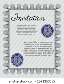 Grey Formal invitation. With guilloche pattern and background. Good design. Customizable, Easy to edit and change colors. 