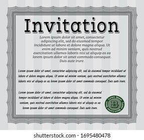 Grey Formal invitation. With guilloche pattern and background. Vector illustration. Money Pattern. 