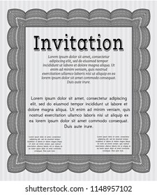 Grey Formal invitation. With linear background. Detailed. Beauty design. 