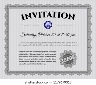 Grey Formal invitation. With linear background. Modern design. Customizable, Easy to edit and change colors. 