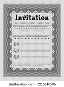 Grey Formal invitation. With linear background. Customizable, Easy to edit and change colors. Retro design. 
