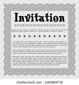 Grey Formal invitation. With linear background. Money Pattern design. Vector illustration. 