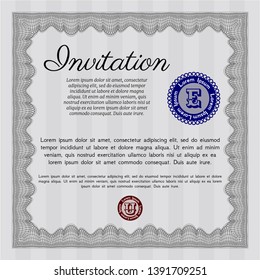 Grey Formal invitation. With linear background. Sophisticated design. Detailed. 