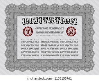 Grey Formal invitation. Lovely design. With complex background. Detailed. 