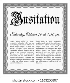 Grey Formal invitation. Lovely design. Customizable, Easy to edit and change colors. With background. 